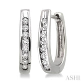 1/4 ctw Round Cut Diamond Hoop Earrings in 14K White Gold